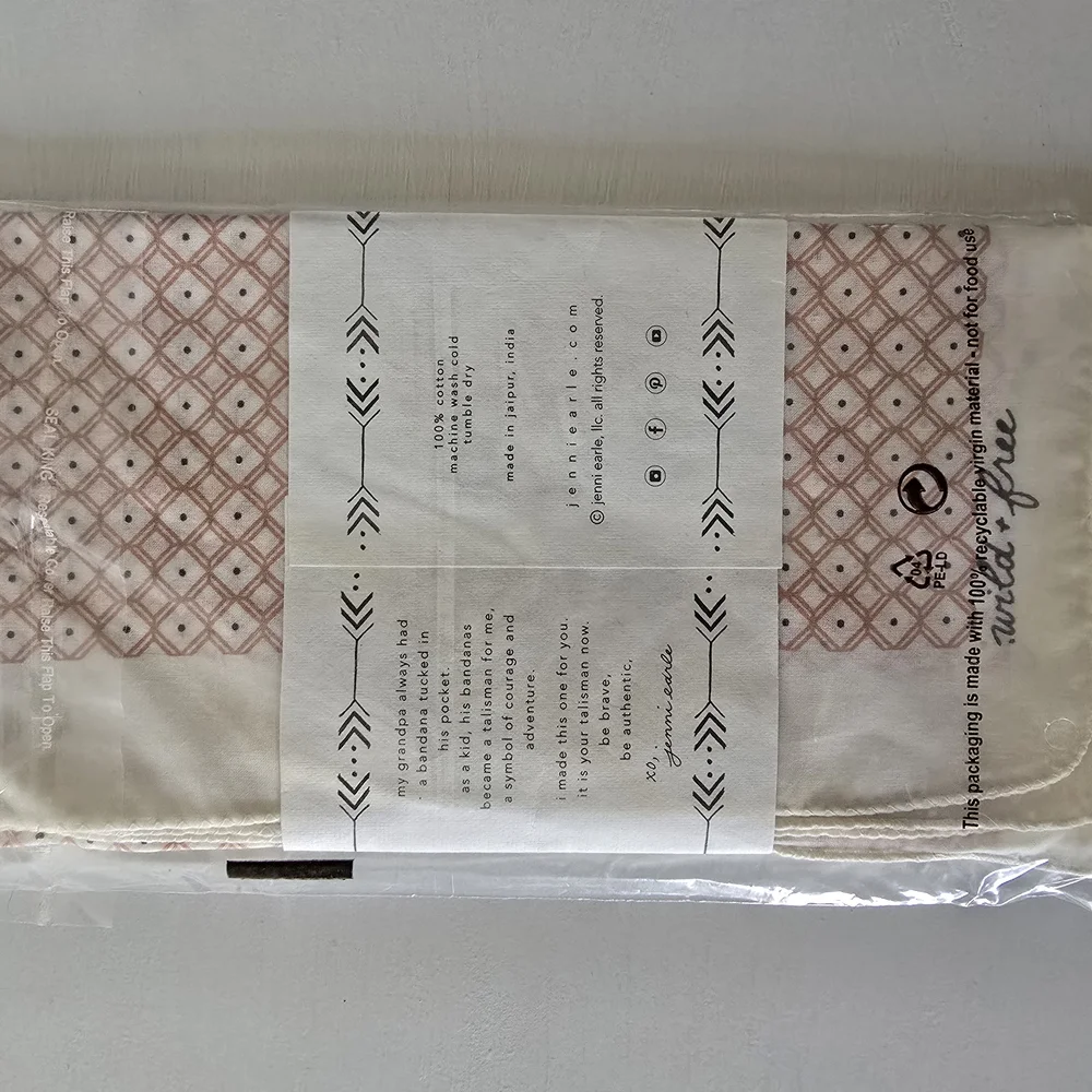 Jenni Earle “Wild + Free” Cotton Bandana – Empowering Message Scarf